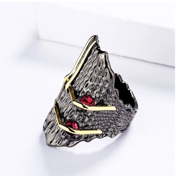 925 Silver Natural Pomegranate Ruby Gemstone Ring - Picture 11 of 12